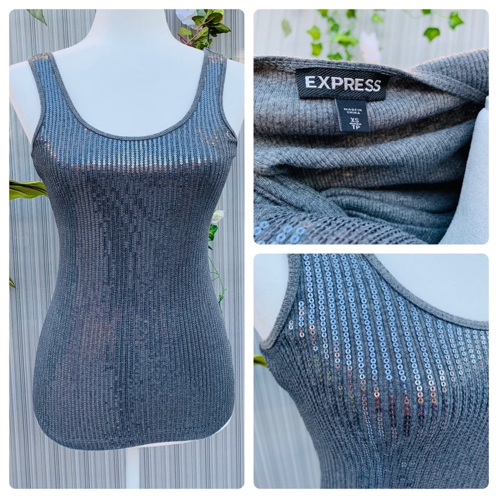Express front metallic sequin top